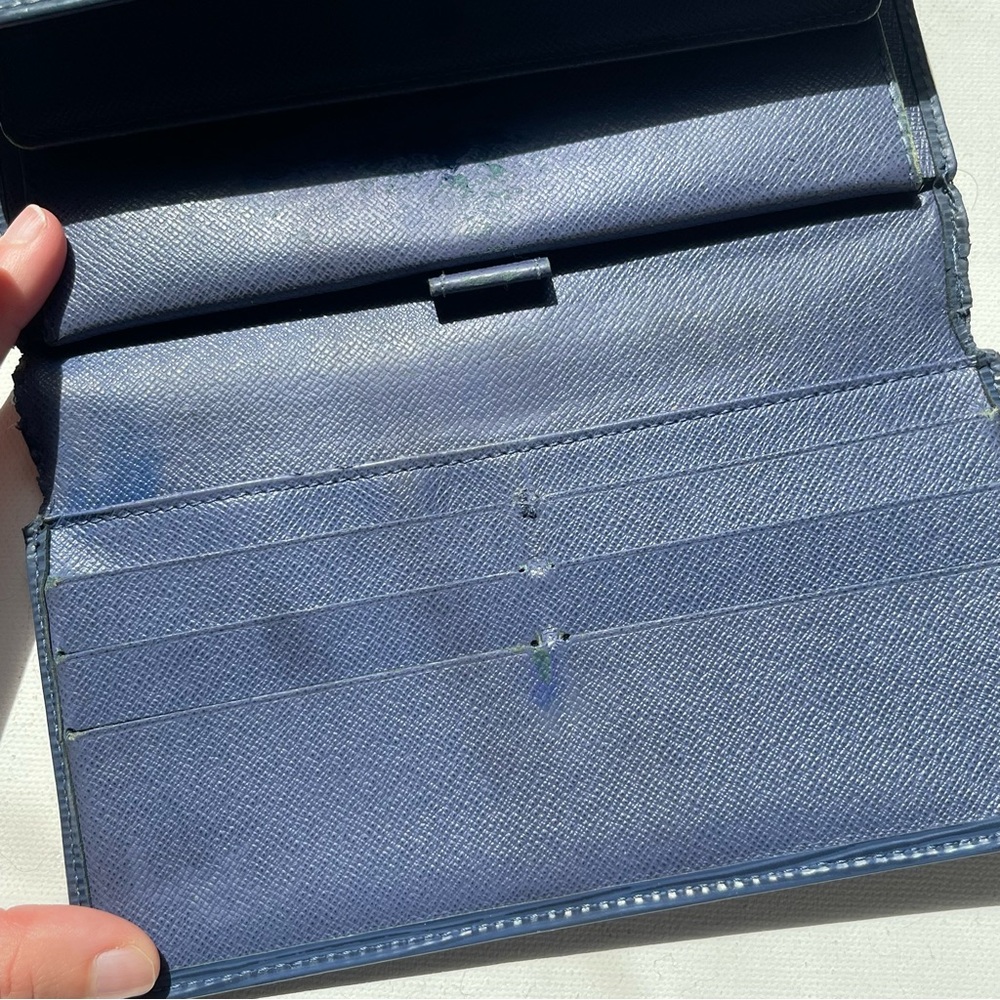 Louis Vuitton Navy Blue Epi Leather Long Wallet Snap Trifold LV with Chain 2005 - Picture 11 of 12